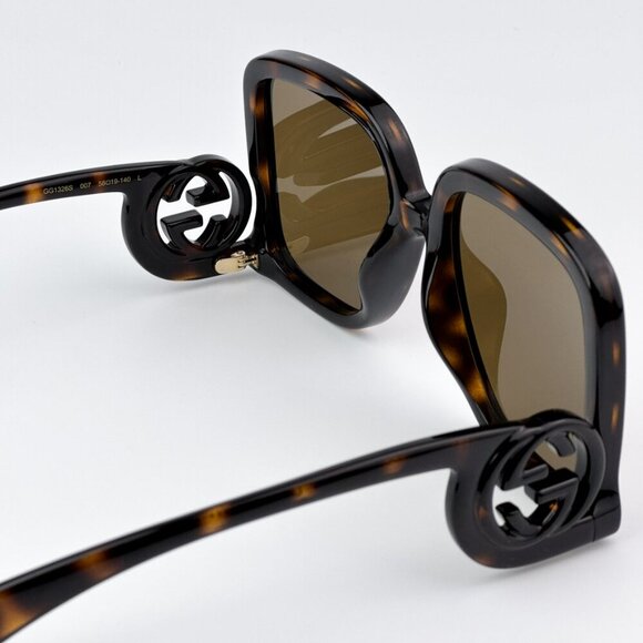 Gucci GG1326S 007 BRAND NEW Sunglasses Dark Havana Brown Mirror Oversized Women - Picture 9 of 10